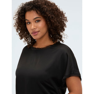 Fiorella Rubino - Top de raso con detalles deshilachados - Negro