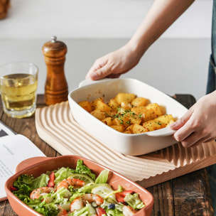 Plat à four en grès beige 33x20cm OCTAVE