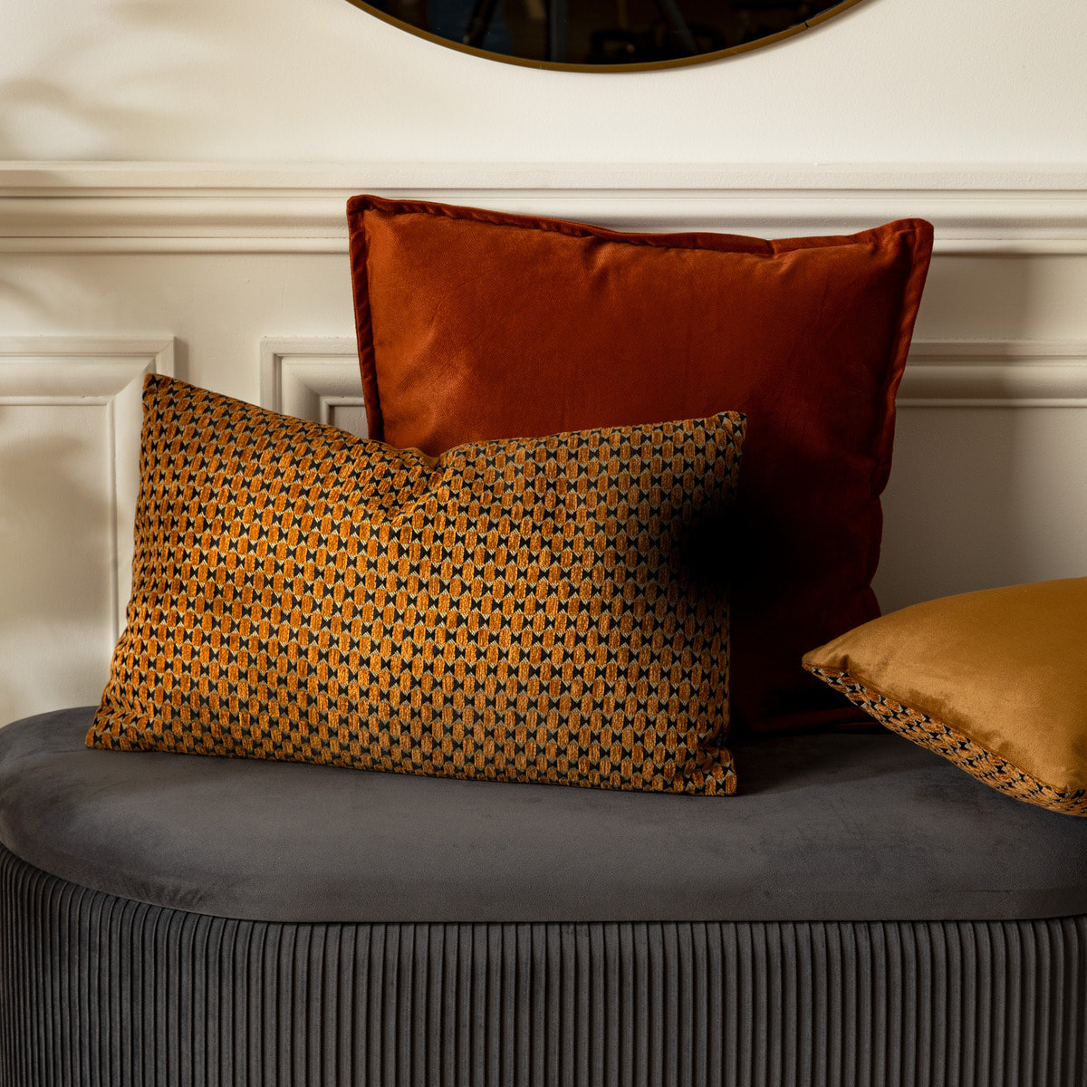 Coussin jacquard Zaika marron 30x50cm