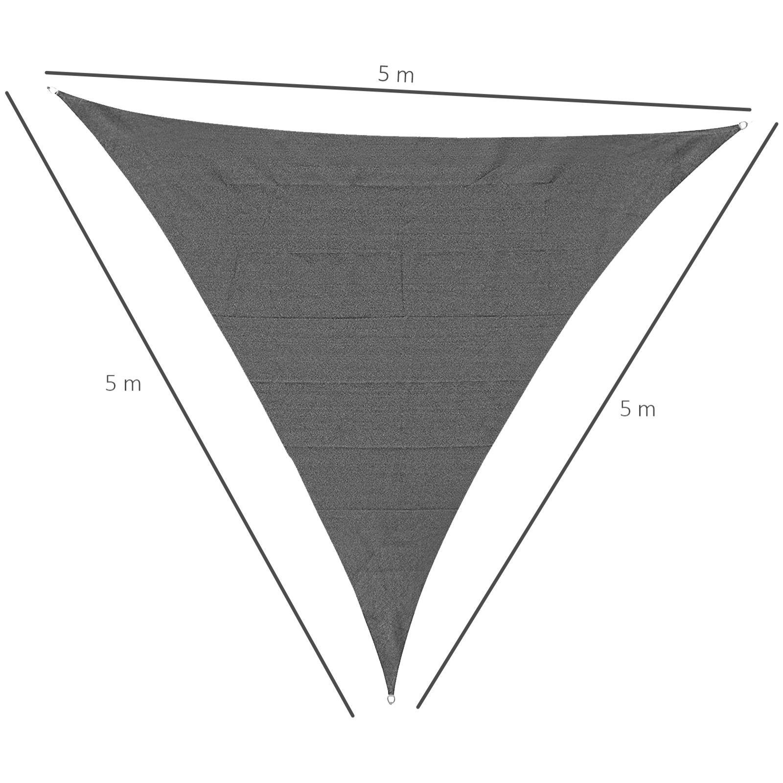 Voile d'ombrage triangulaire grande taille 5 x 5 x 5 m polyéthylène haute densité résistant aux UV gris