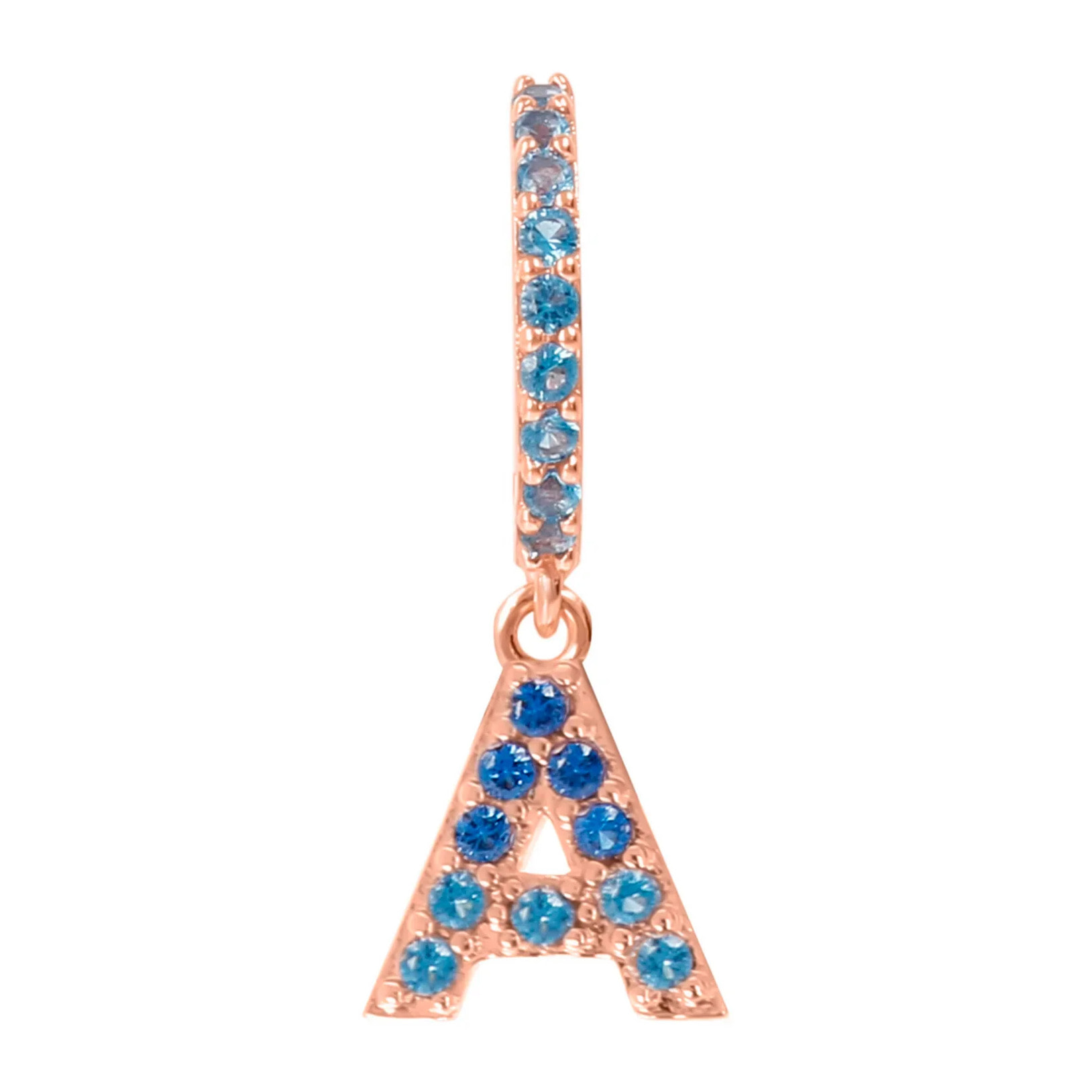 Orecchino Pendente con Lettera A in Pavé di Cubic Zirconia Rosa