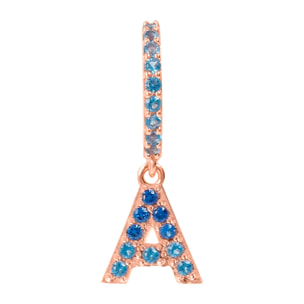 Orecchino Pendente con Lettera A in Pavé di Cubic Zirconia Rosa