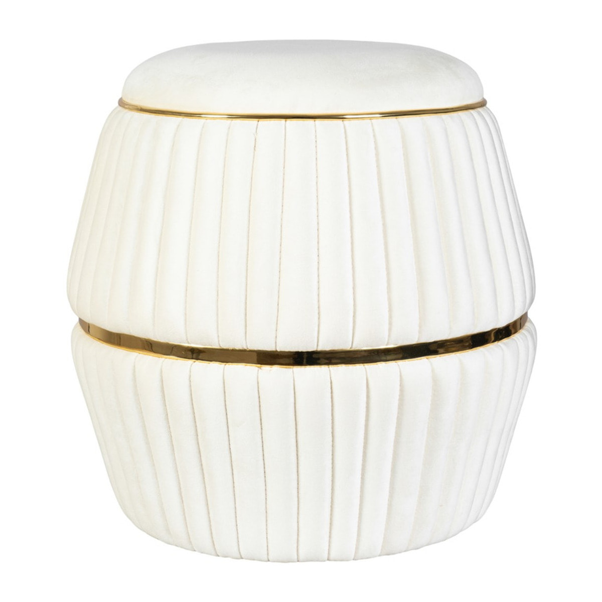 Pouf Doric 225 avorio e oro con lavorazione a pieghe