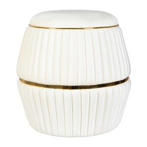 Pouf Doric 225 avorio e oro con lavorazione a pieghe