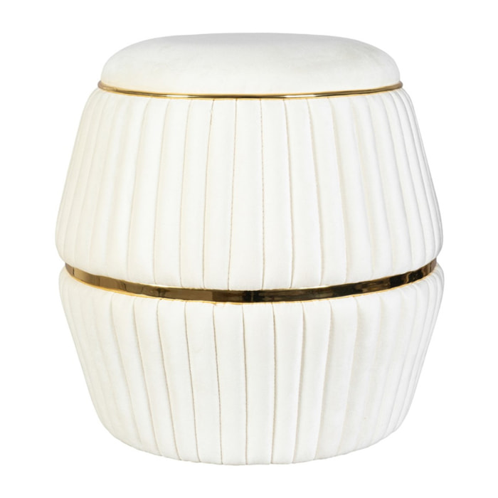 Pouf Doric 225 avorio e oro con lavorazione a pieghe