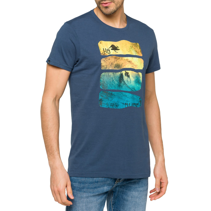 T-shirt in cotone 150 gr Waves Hot Buttered Blu Indigo