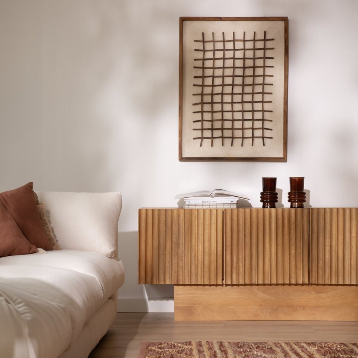 Meuble tv Nolan -bois massif de manguier-couleur provence naturelle 184 x 60 x 40 cm