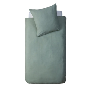 Parure de lit 140x200cm gaze de coton vert