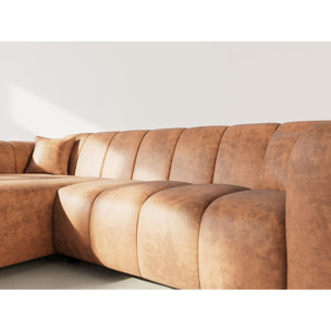 Curtis - canapé d'angle gauche 4 places en simili - Cognac