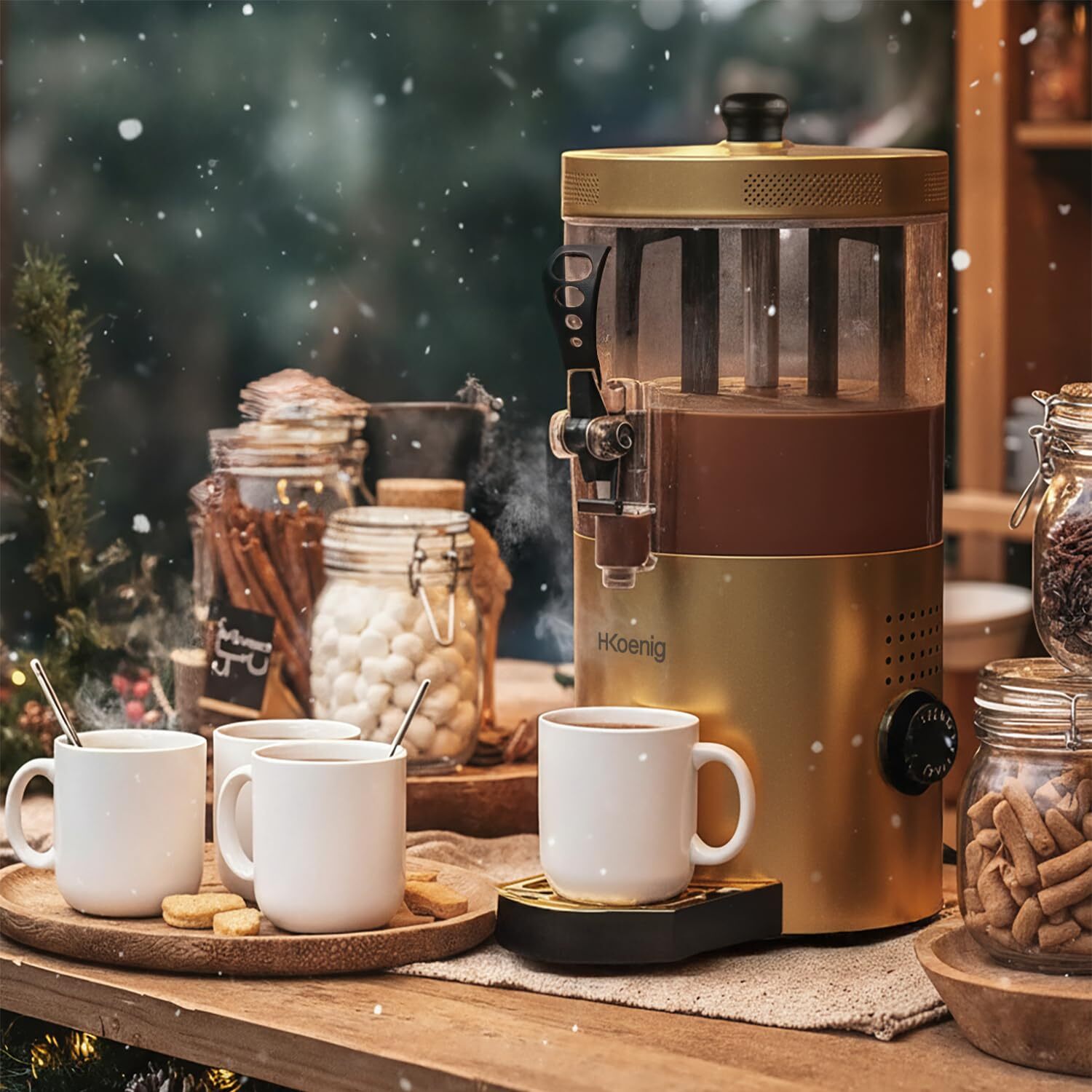 Dispensador de chocolate caliente, 3 L, 1200 W, dorado