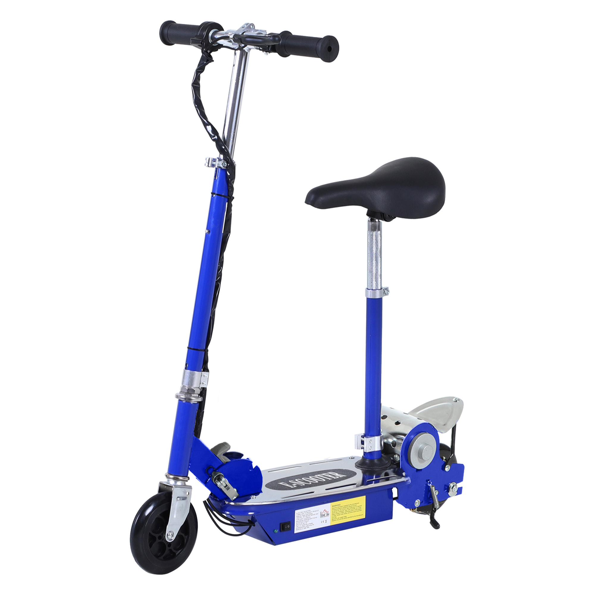 Trottinette électrique 120 W pliable pour enfant de 7 à 12 ans hauteur guidon et selle réglable 10 Km/h max. bleu