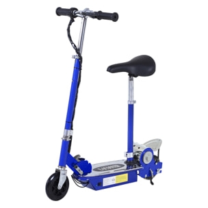 Trottinette électrique 120 W pliable pour enfant de 7 à 12 ans hauteur guidon et selle réglable 10 Km/h max. bleu