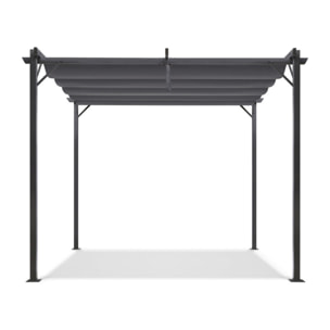 Pergola Marina en acier et toit rétractable gris 3x3m