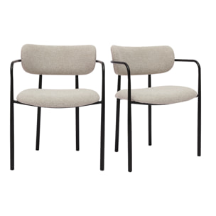 Chaises en tissu texturé beige et métal noir (lot de 2) SWIFT