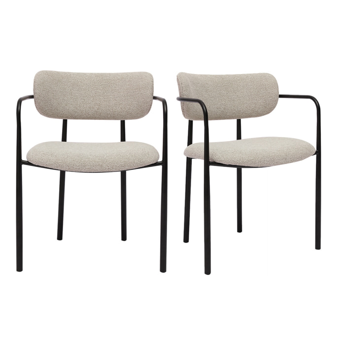 Chaises en tissu texturé beige et métal noir (lot de 2) SWIFT