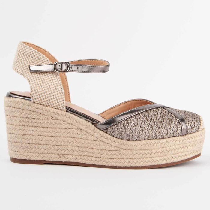 Alpargata De Cuña - Gris - Altura: 8 Cm
