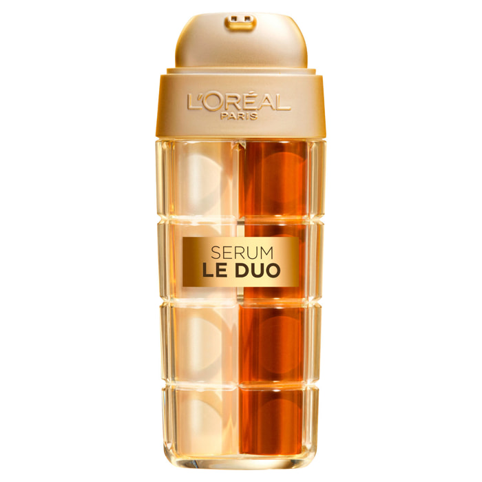 Siero Viso Anti Età Antirughe Illuminante Le Duo Serum 2in1 con Peptidi di Collagene e Vitamine B3 e Cg - Flacone da 30ml