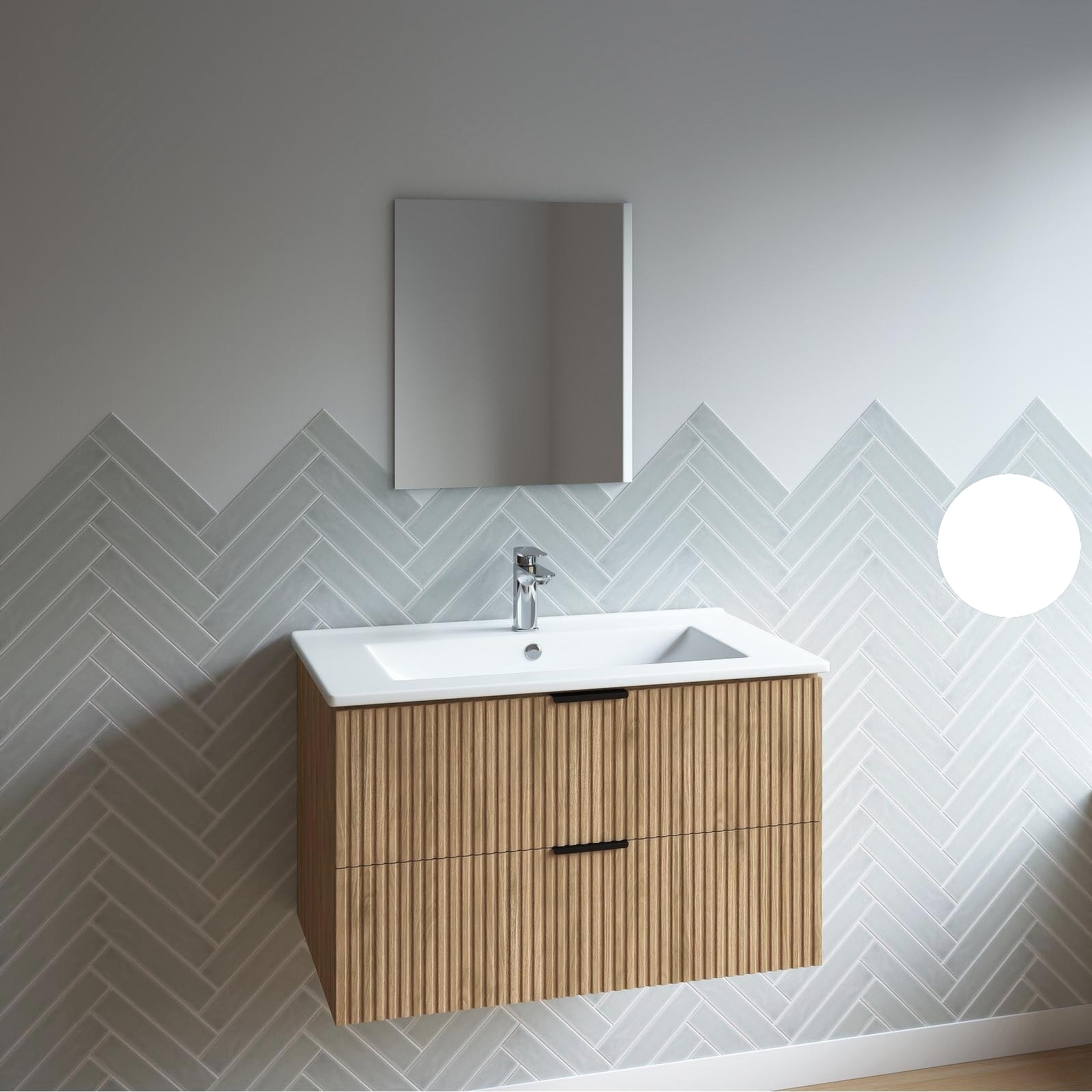 Meuble salle de bain simple vasque 60cm bois MDF ondulé