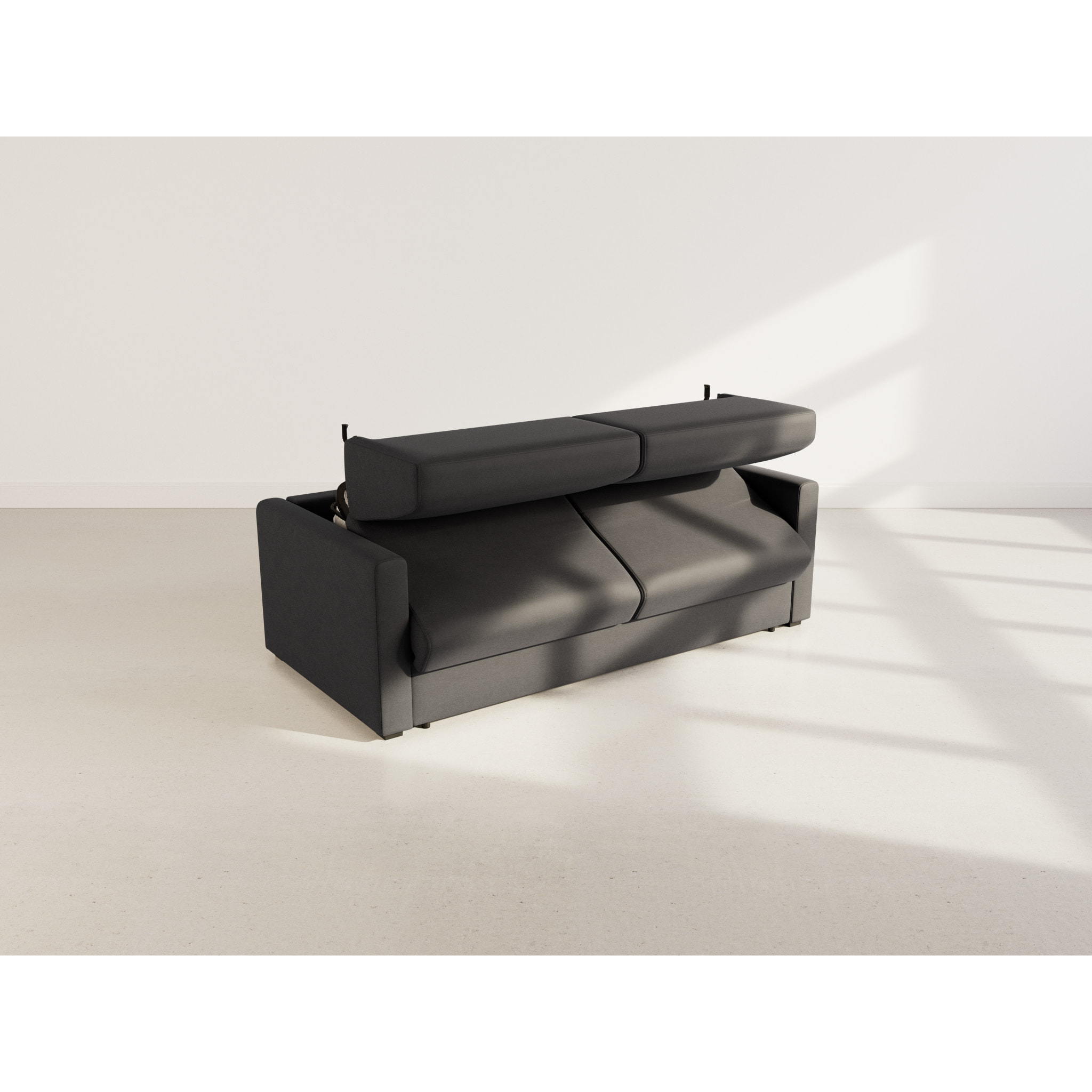 Julia - canapé lit 3 places convertible express couchage quotidien 140 cm matelas 18 cm en tissu - Noir