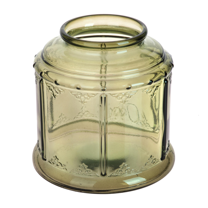 Vaso Porta Candela In Vetro. Altezza 23,5 Cm - Pezzi 1 - 24X23,5X24cm - Colore: Bianco - Bianchi Dino - Decori Casa E Complementi