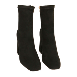 Ankle boots neri in microfibra, tacco 8,5 cm