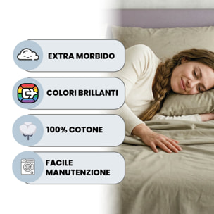 COMPLETO LETTO MAX COLOR, 100% Cotone, Made in Italy - TORTORA