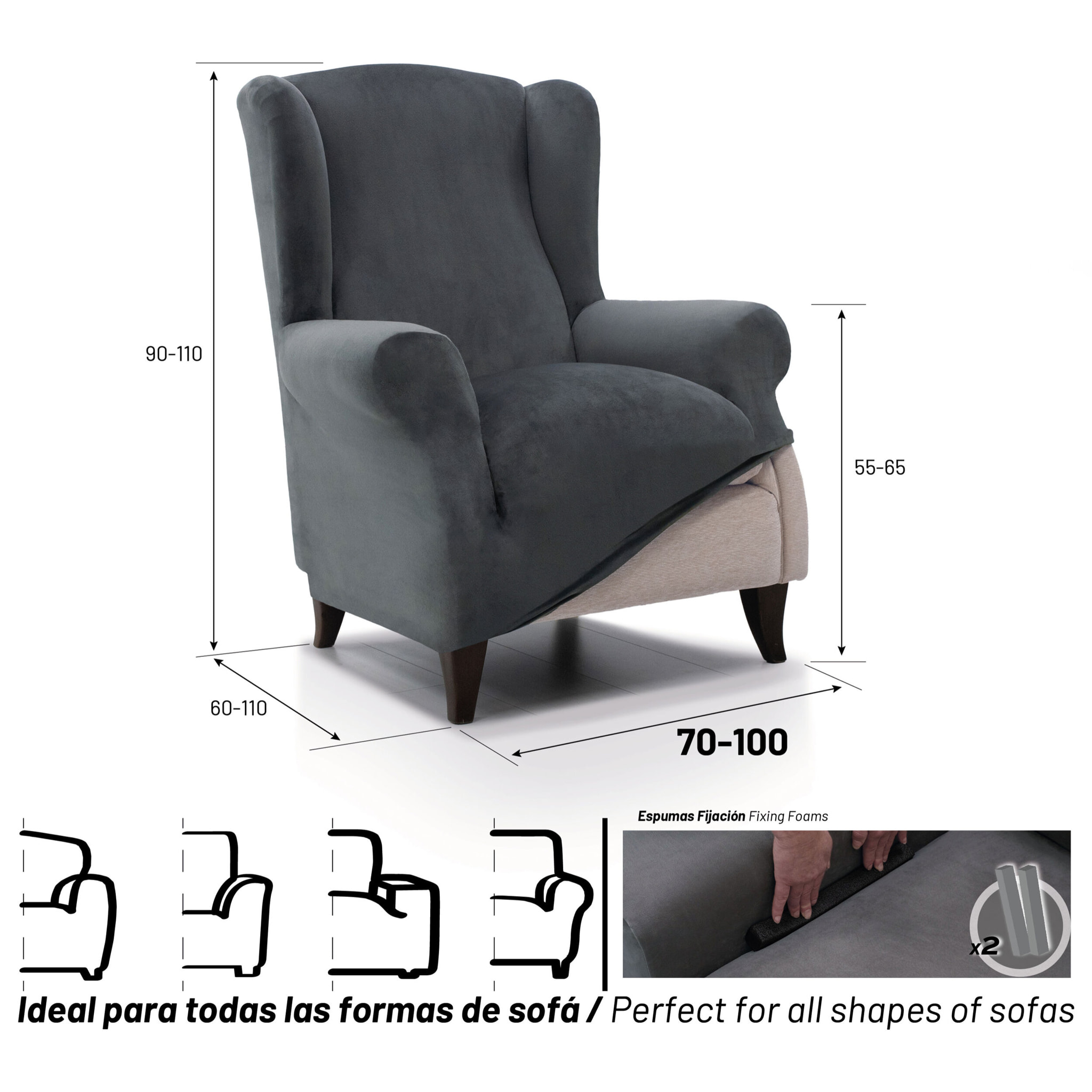 Funda TERCIOPELO ANTIMANCHAS Multi elástica para OREJERO modelo VERONICA