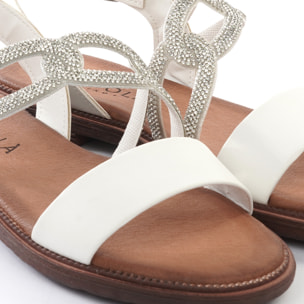 SANDALO FLAT STRASS BIANCO