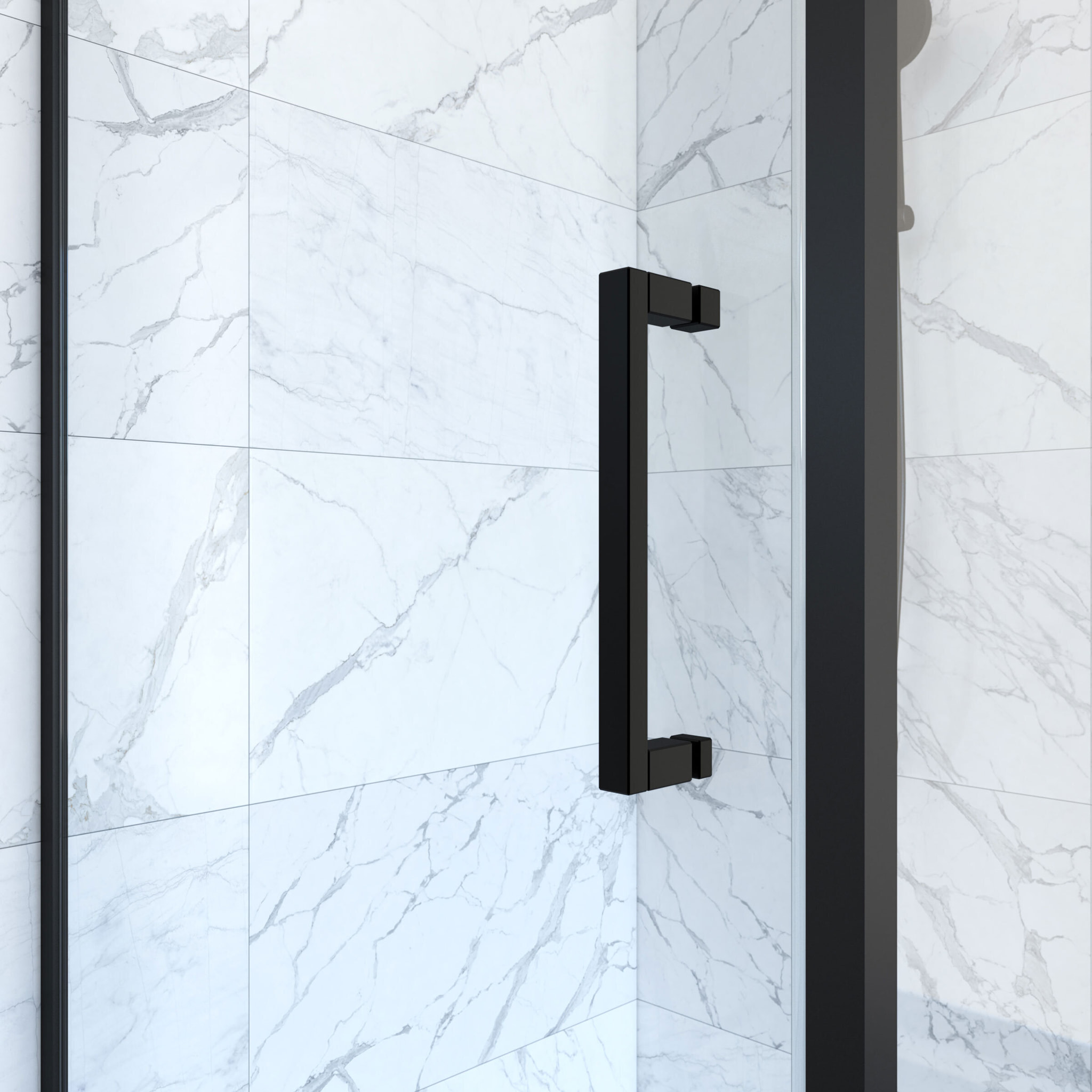 Porte de douche Pivotante et retour 80x80x200 - Profilés noir mat - CRUSH PIVOTANTE