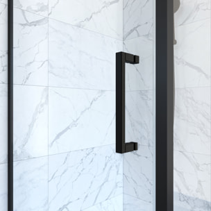 Porte de douche Pivotante et retour 80x80x200 - Profilés noir mat - CRUSH PIVOTANTE