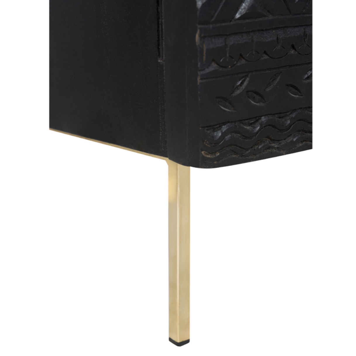 Armoire gravée en bois noir et métal doré - Chimane