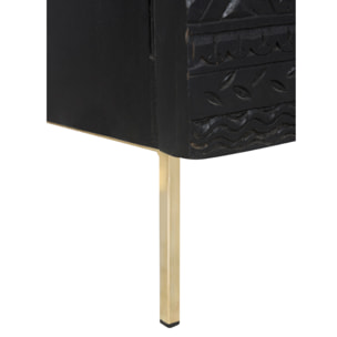 Armoire gravée en bois noir et métal doré - Chimane