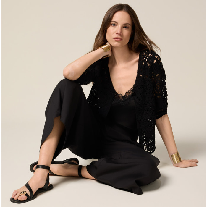 Oltre - Pantalones palazzo cropped - Negro