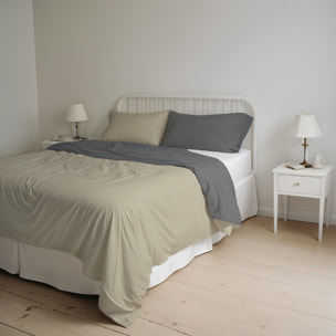 PARURE COPRIPIUMINO NATURAL COLOR, 100% Cotone, Made in Italy - TORTORA/FUMO
