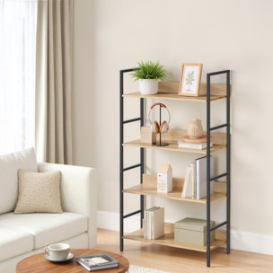 Libreria Industrial Sonoma a 4 Ripiani in Rovere e Acciaio