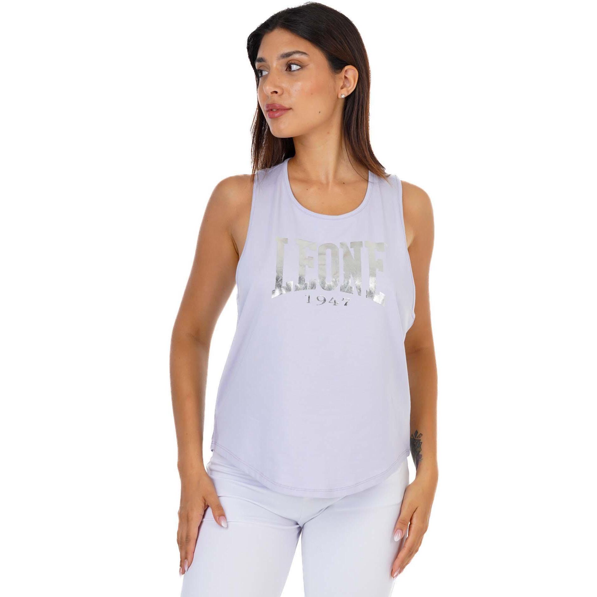 Camiseta de tirantes de algodón para mujer Leone 1947 Apparel con logo grande. Ideal para entrenar.