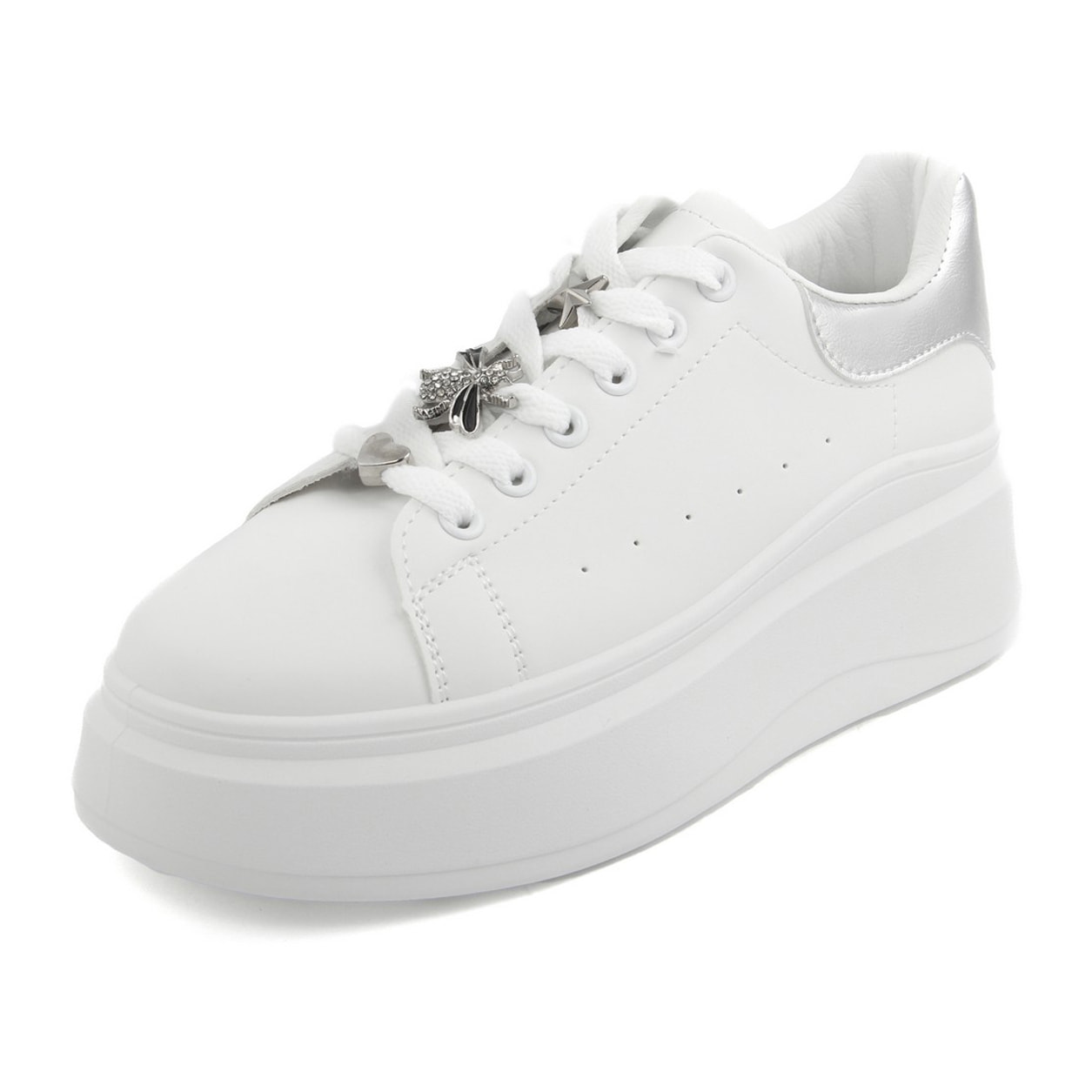 Sneakers Donna colore Argentato-Altezza tacco:6cm