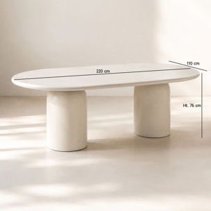 Table ovale 220cm effet béton crème  MINERA