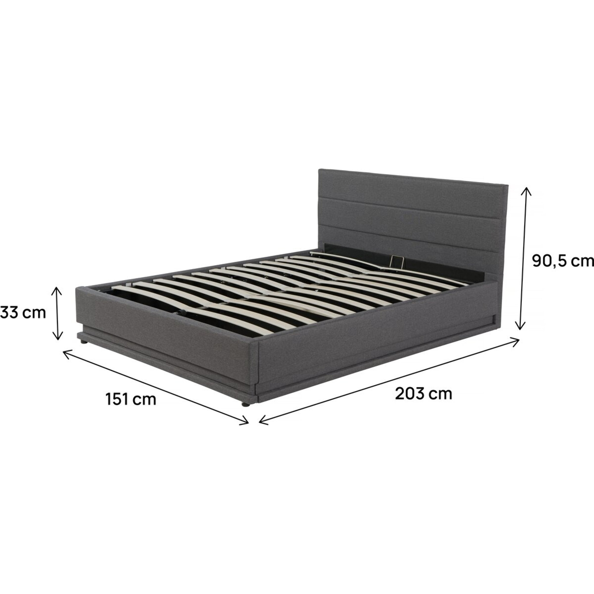 Lit LED avec coffre "Anastasia" - 140 x 190 - Gris foncé