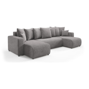GLORIA - Canapé panoramique 6 places en tissu gris foncé