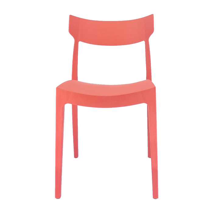 Set da, 4 Sedia Cordoba In Polipropilene Rosso Mattone per soggiorno, cucina e arredo bar