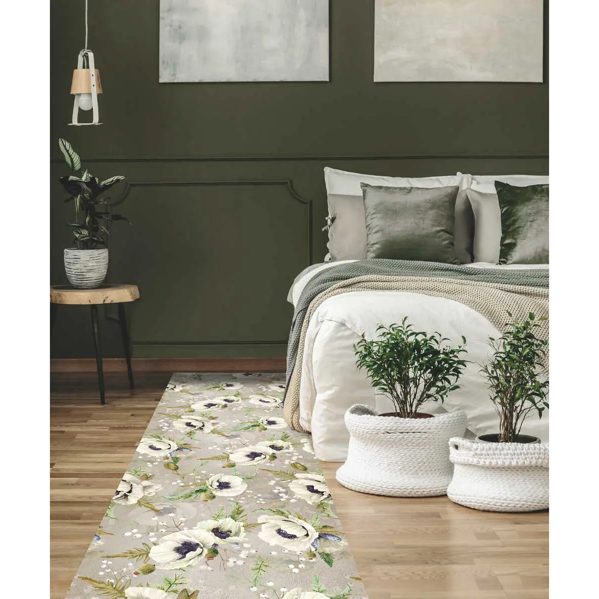 Passatoia tappeto cucina bagno ingresso multiuso, disegno fiori stile floreale