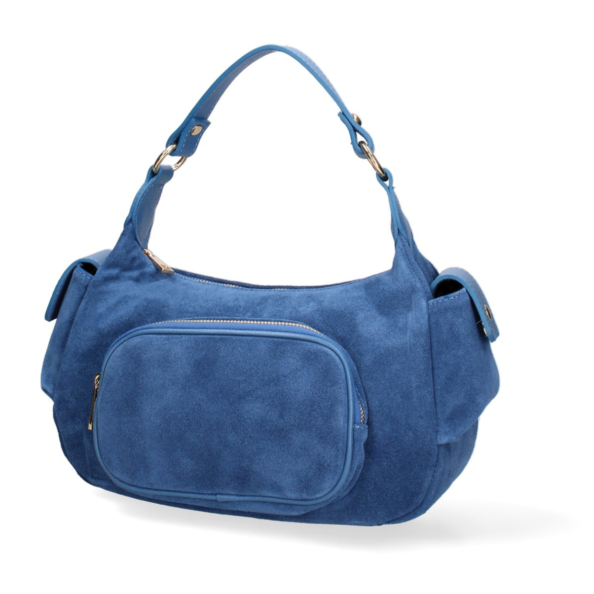 Borsa a spalla da donna Made in Italy - Modello Ardena - Pelle scamosciata - 30.0 x 17.0 x 12.0 cm