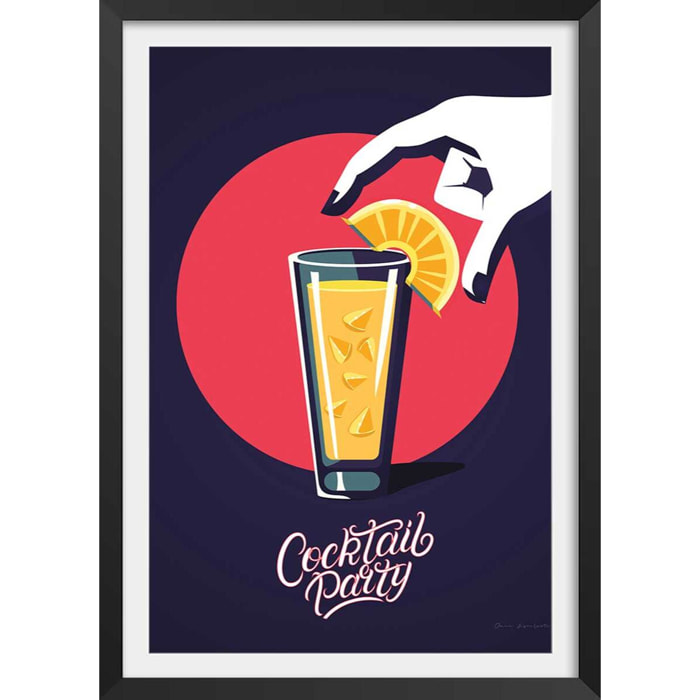 Affiche cuisine Cocktail party Affiche + cadre en bois - Noir