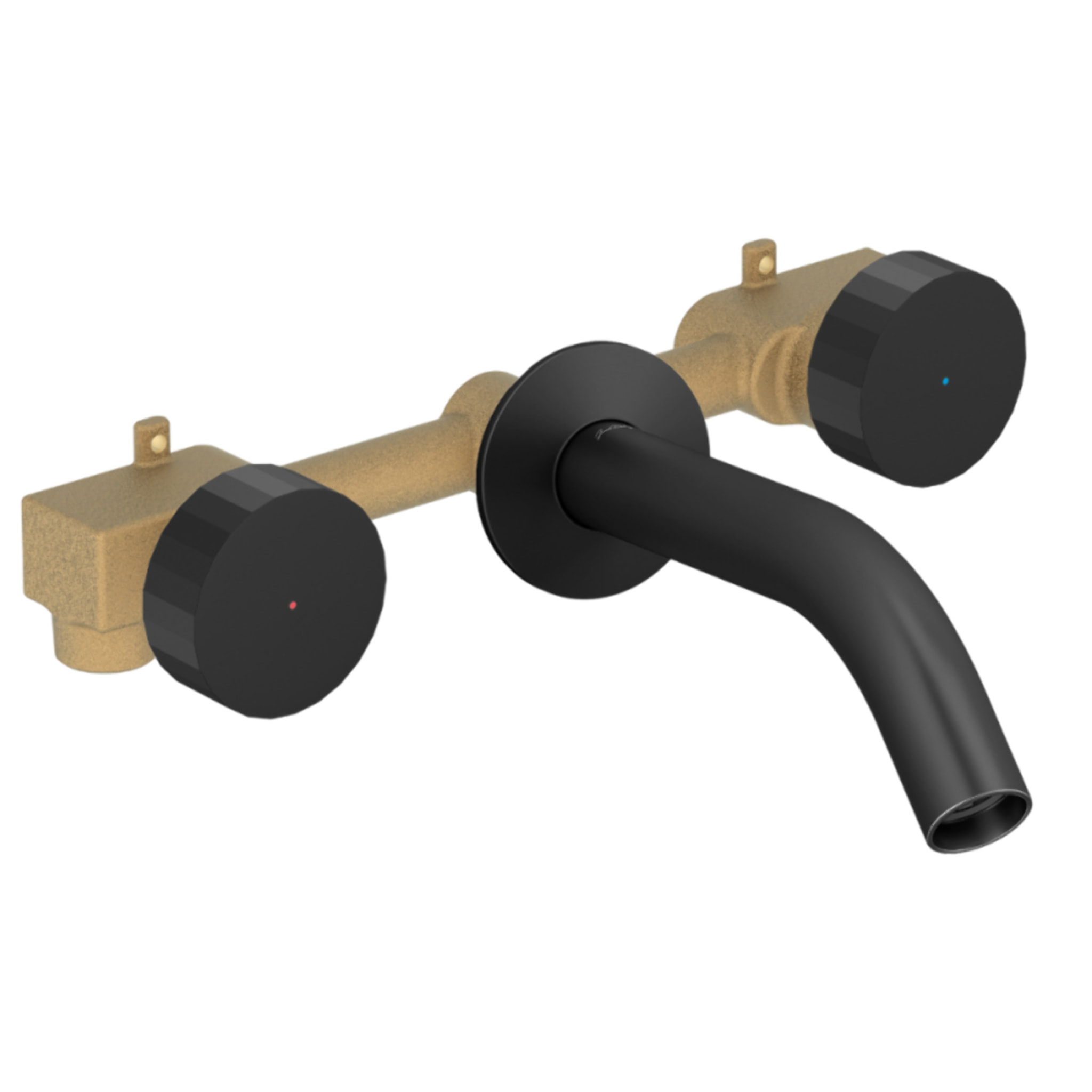 Pack mitigeur lavabo encastré 3 trous Grands Boulevards noir mat avec mécanisme complet