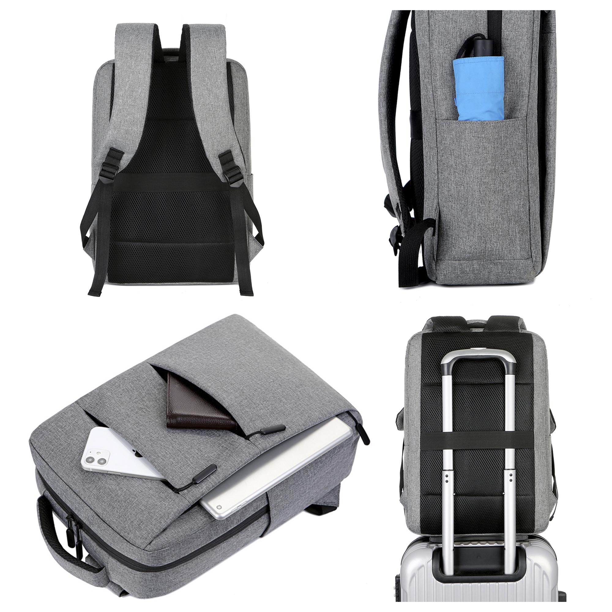 DAM Mochila para Laptop con interfaz de carga USB. 30x13x44 Cm. Color: Gris