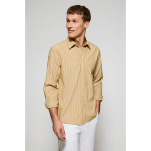 Camisa color mostaza St James a rayas regular fit con logo Rigby Go