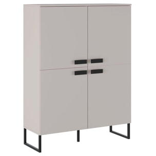 Madia Alta 4 Ante Mobile Soggiorno Moderno Con 4 Ripiani Interni E Piedini Neri Design Elegante Per Sala Da Pranzo Salotto 108 x 144 x 40 Cm Cashmere