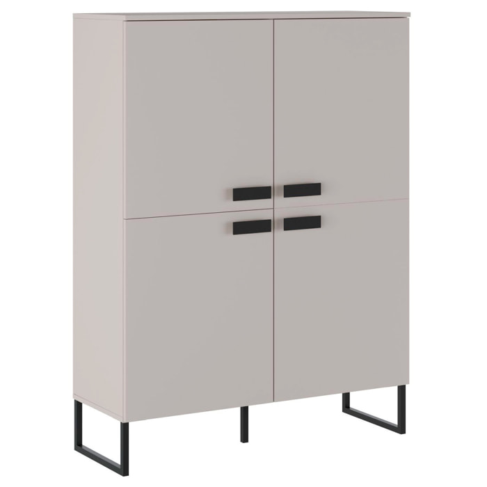 Madia Alta 4 Ante Mobile Soggiorno Moderno Con 4 Ripiani Interni E Piedini Neri Design Elegante Per Sala Da Pranzo Salotto 108 x 144 x 40 Cm Cashmere