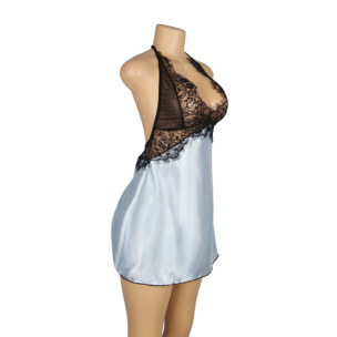 Vestido de lencería azul sin espalda